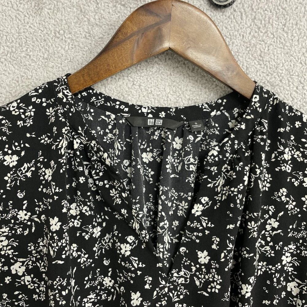 Uniqlo Sleeveless Black & White Floral Midi Dress Polyester M0076 - Picture 6 of 11